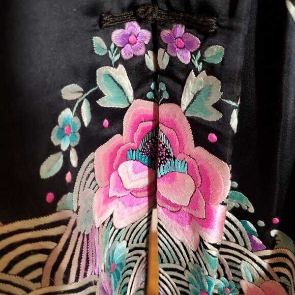 Antique Vintage Handmade Chinese Silk Kimono Jacket Blouse Robe Sz O/S - Picture 3 of 8